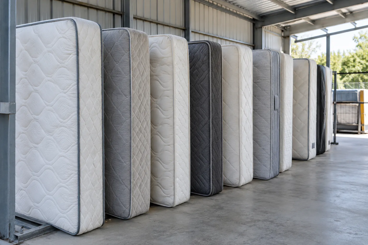 Detail of mattress recycling preparation